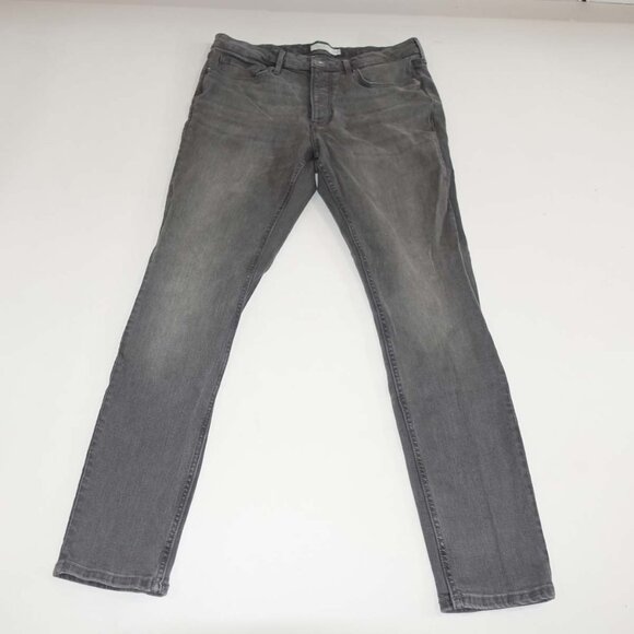 Topman Men's Stretch Skinny Jeans Size 34 x 31 Gray Mid Rise Button Fly Denim - Picture 1 of 6